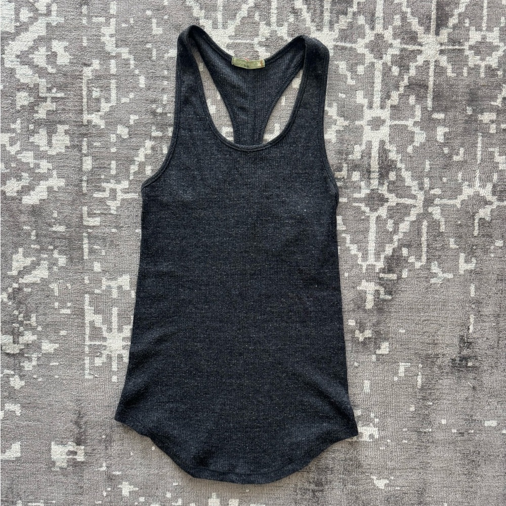 Women's Heather Grey Washed Black Racerback Tank Top